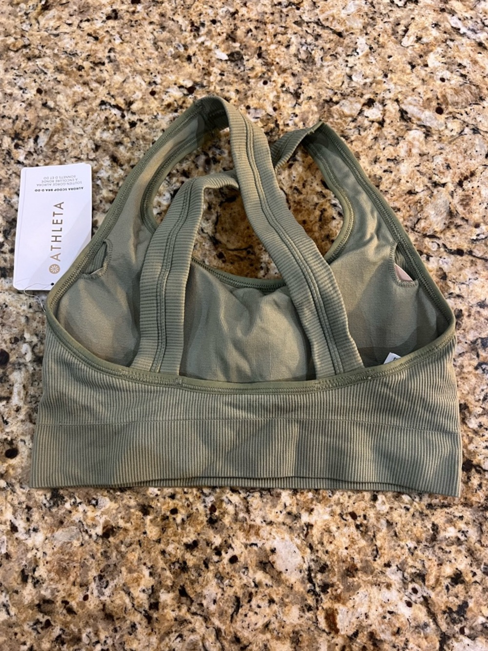 New - Athleta Ribbed Aurora Scoop D-DD Sports Bra in Olive Green | Mult Sizes - Picture 4 of 9